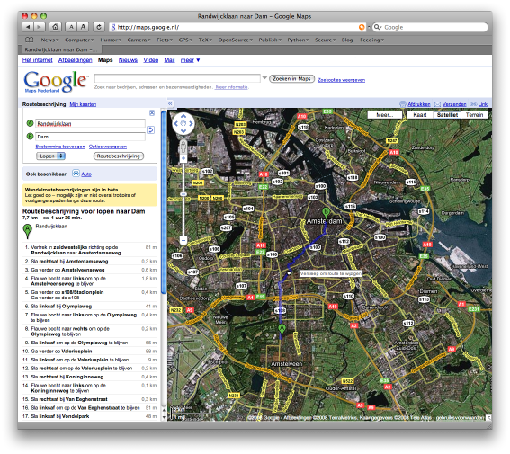 Een route wijzigen in Google Maps