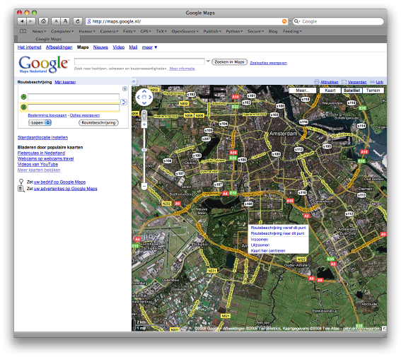 Begin een route in Google Maps